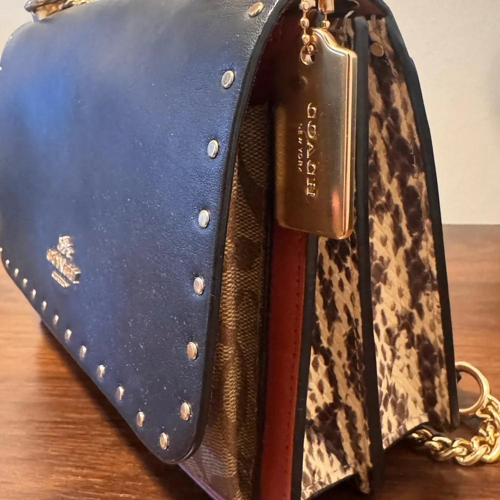 Coach Black and Tan Crossbody Bag with Gold Accents - Picture 5 of 5